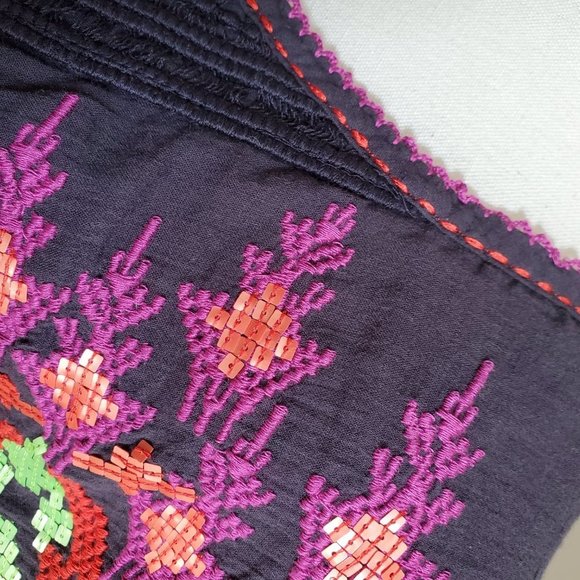 Floreat cap sleeve top w/ embroidery and sequins - Picture 5 of 10